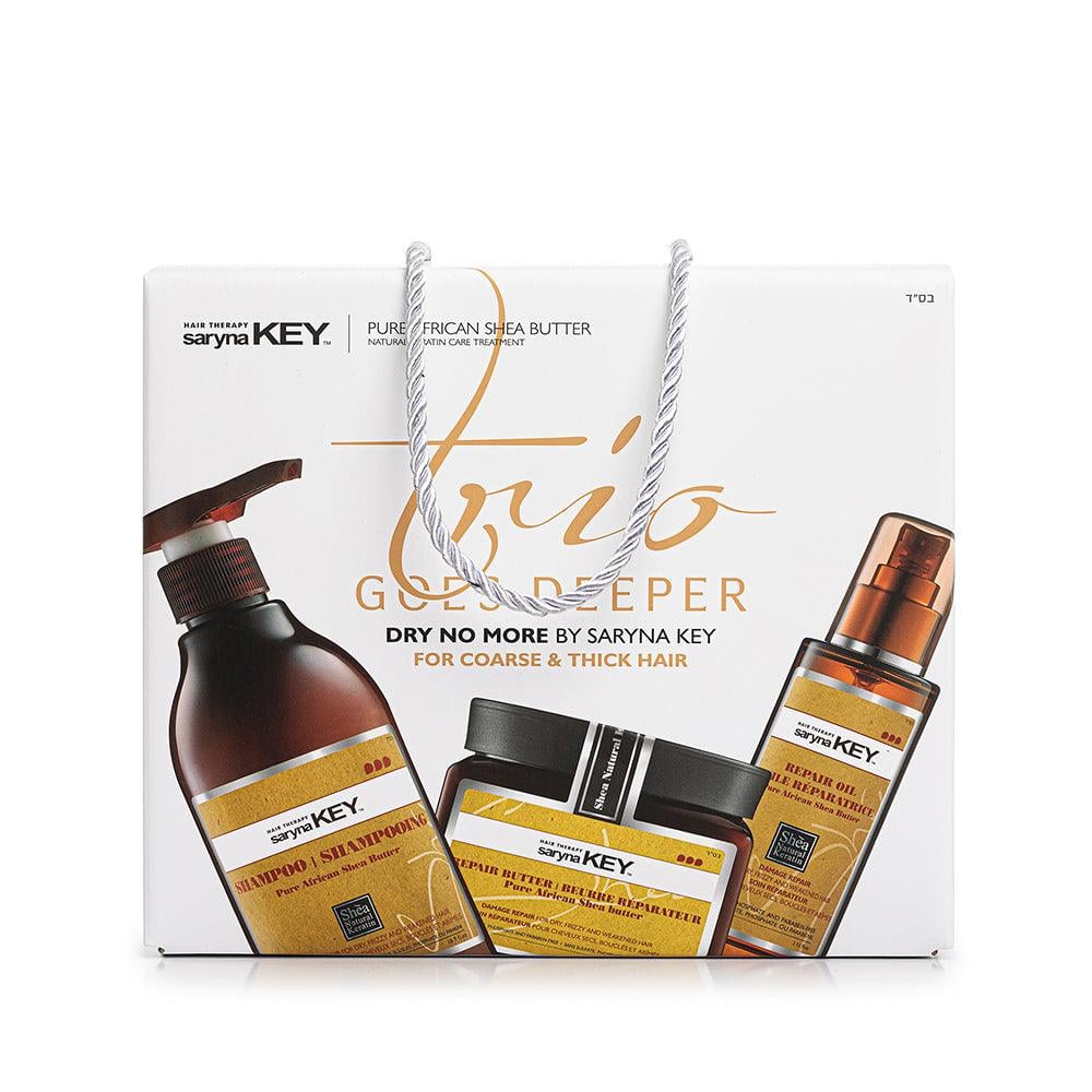 Trio Goes Deeper, set pentru parul deteriorat Șampon + Unt+ Ulei de Shea